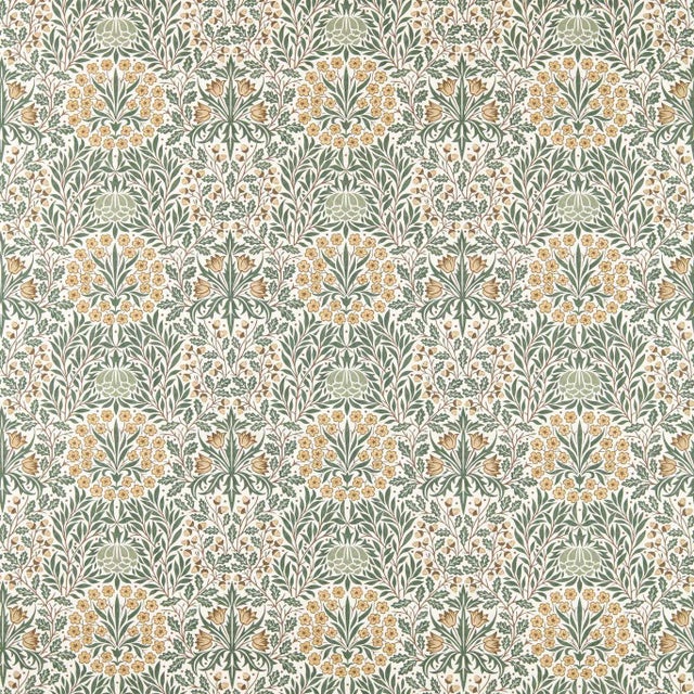 Morris & Co. Daisy & Oak Fabric in Thyme/Weld For Sale