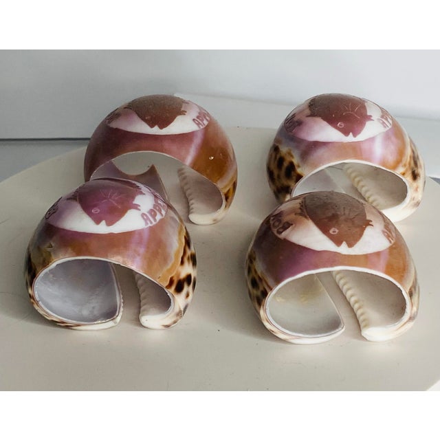 Arts & Crafts Vintage Bon Appetit Shall Napkin Rings - Set of 4 For Sale - Image 3 of 7