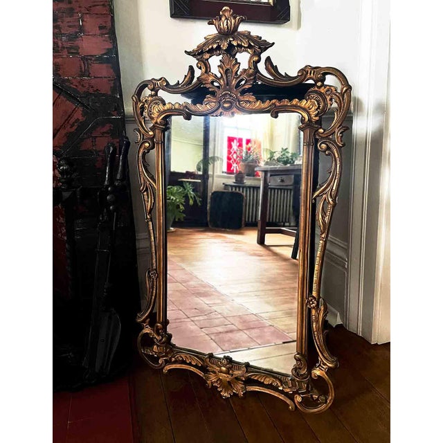 Vintage Carved Gold Rococo Style Mirror | Chairish