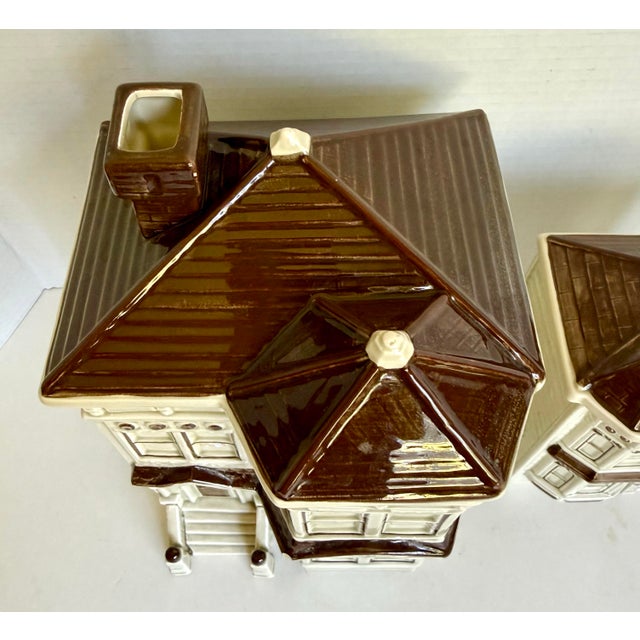1979-80 Otagiri Ceramic San Francisco Victorian House Canisters Cookie Jars - Set of 2 For Sale - Image 9 of 15