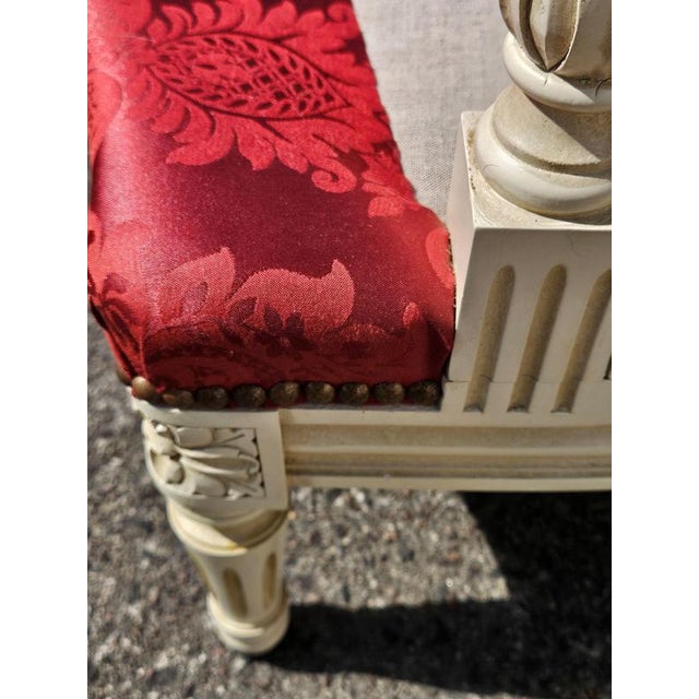Antique Louis XVI French Damask Canape Two-Seater Settee, 1900s For Sale - Image 16 of 18