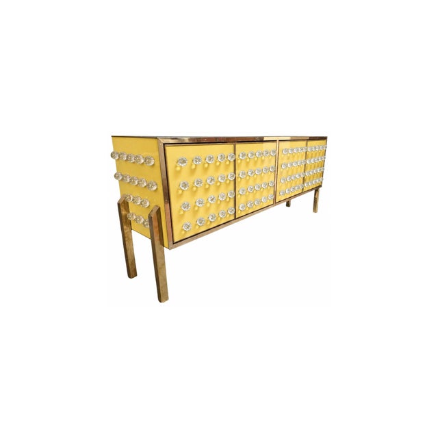 Contemporary Butter Yellow Italian Sideboard with 120 Murano Glass Spheres from Justfurnituress SRL For Sale - Image 3 of 10