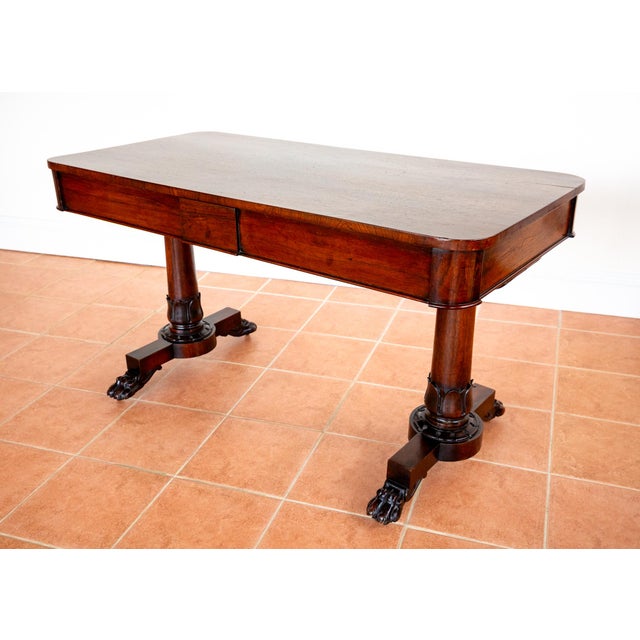 Early 19th Century William IV Library Table in Rosewood and Mahogany, England, 1830s For Sale - Image 5 of 18
