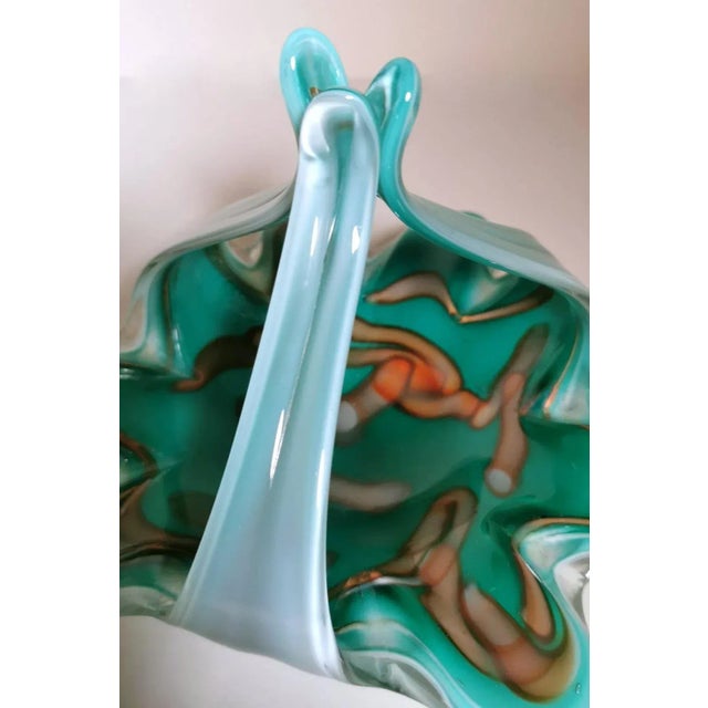 Italian Colored Opaline Murano Glass Basket, 1965 For Sale - Image 7 of 13