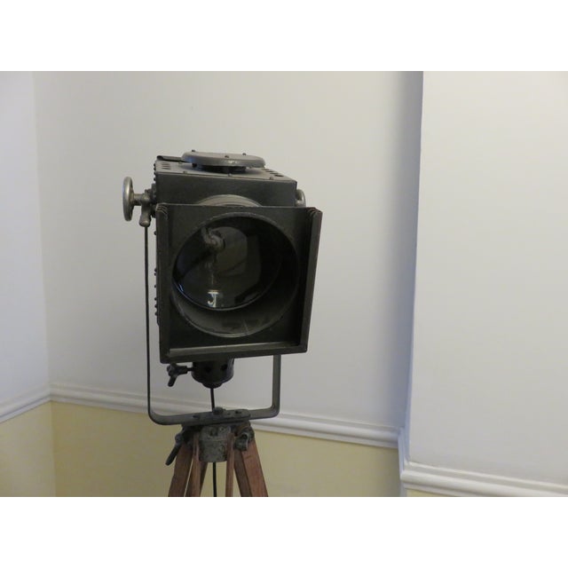 Wood Stage Spotlight on Wooden Stand, 1930s For Sale - Image 7 of 18