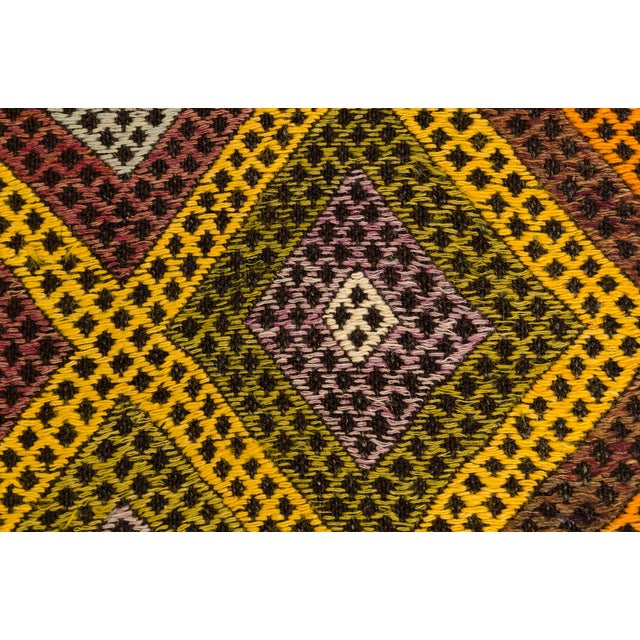 Apricot Vintage Anatolian Geometric KİLİM For Sale - Image 8 of 10