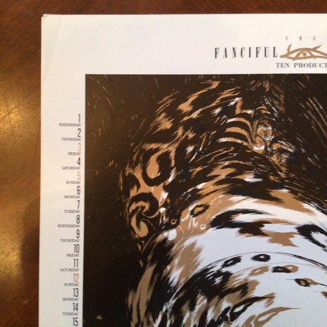 Yoshitaka Amano signed 1989 November/December Fanciful calendar illustration produced by Ten production. A very rare piece...