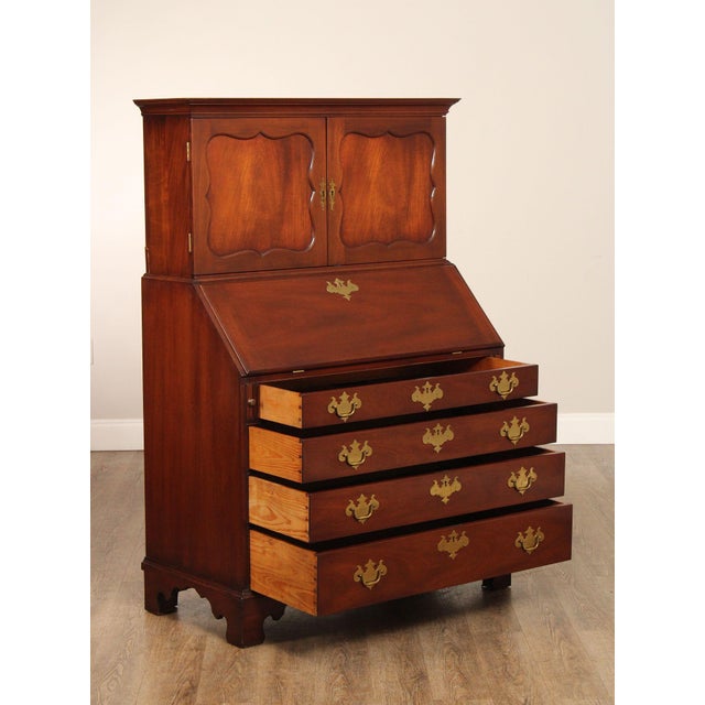 Chippendale Kittinger Colonial Williamsburg Mahogany Slant Front Secretary Desk For Sale - Image 3 of 18