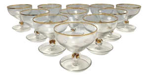 Vintage Bohemian Crystal Dessert Bowls by Jozef Stanik, 1960s, Set of 11