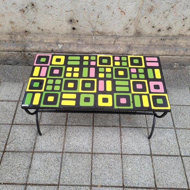 Metal Coffee Table in Vallauris Ceramic from Roger Capron, 1960s For Sale - Image 7 of 18