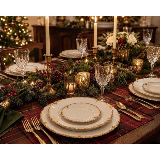 Hollywood Regency Antique Haviland Limoges European White & Gold Porcelain Dinnerware Set – Habsburg Austria & Racine Bavaria – - 43 pcs For Sale - Image 3 of 17