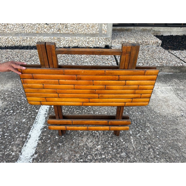 1950s Mid-Century Split Bamboo Folding Table For Sale - Image 11 of 12