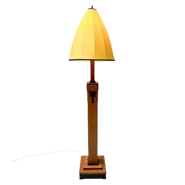 Art Deco Modernist Floor Lamp with Shantung Silk Shade, 1920s For Sale - Image 4 of 10