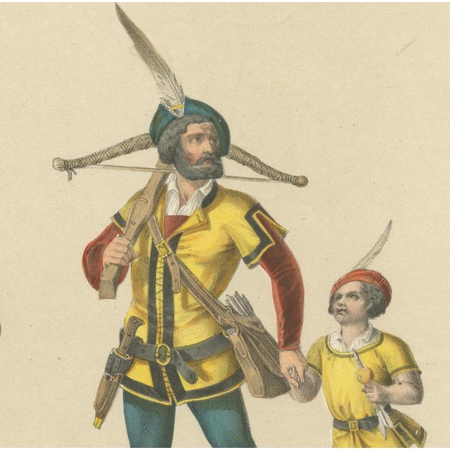 Mid 19th Century Heinrich Jenny, The Banner of the Swiss Confederation and William Tell, 1855, Lithograph on Paper For Sale - Image 5 of 10