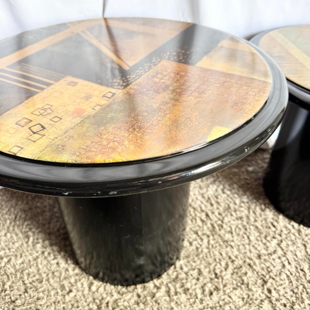 Postmodern Black and Abstract Nesting Mushroom Tables - Set of 3 For Sale In Miami - Image 6 of 6