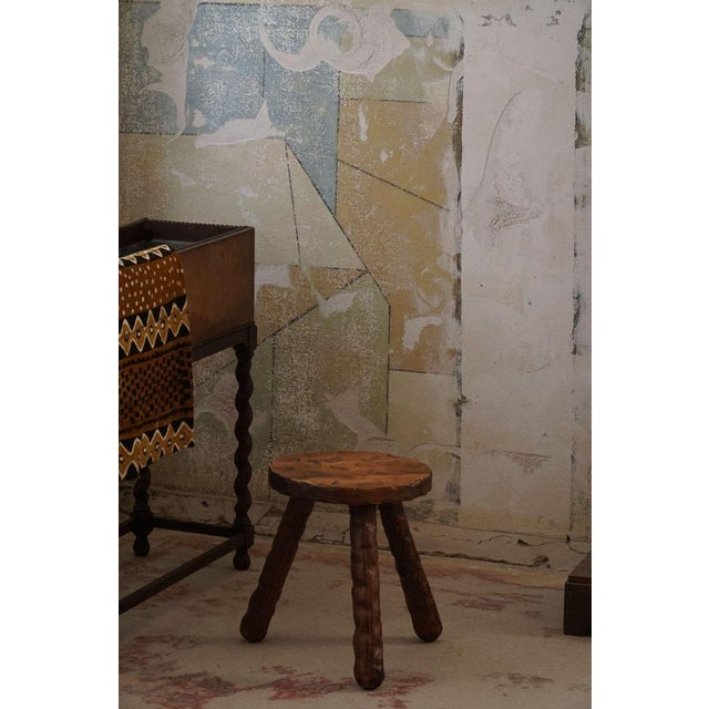 1950s Set of Mid-Century Modern Swedish Wabi Sabi Carved Stools in Pine, 1960s For Sale - Image 5 of 16