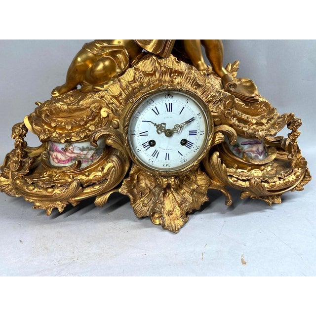 1860s Japy Freres Louis XVI Gold Bronze Sevres Clock For Sale - Image 10 of 18
