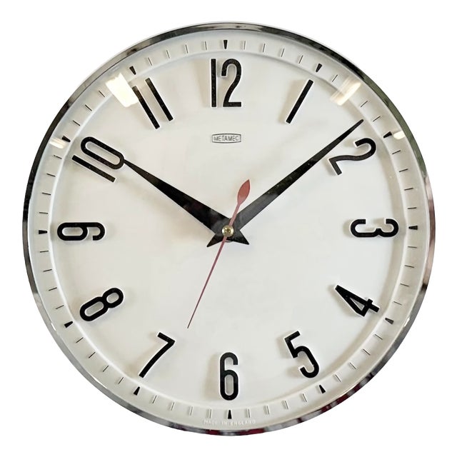 Vintage White Electric Wall Clock from Metamec, 1970s For Sale