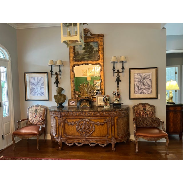 Grand 72" Vintage French Louis XV Style Giltwood Trumeau Mirror For Sale - Image 9 of 12