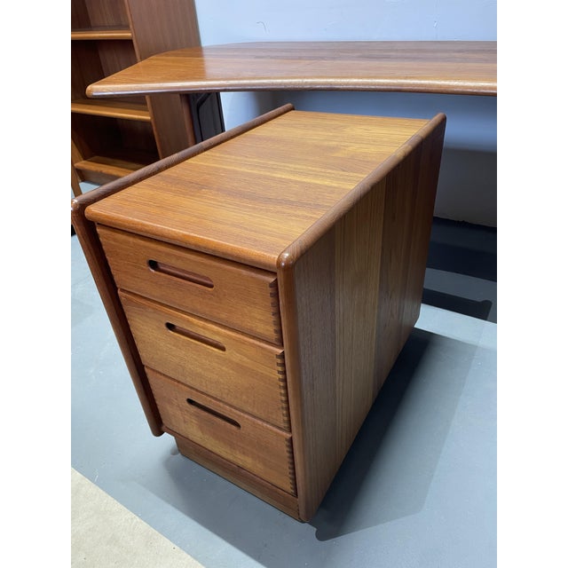 Danish Teak Desk with Drawer Cabinet and Extension Table, Set of 3 For Sale - Image 13 of 18