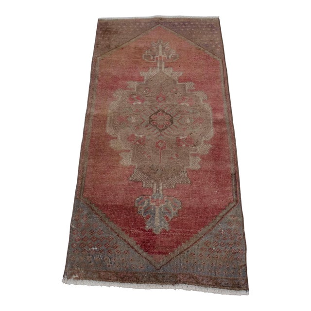 Front of Kitchen Sink Rug, Hand Made Bath Mat Muted Colors Small Rug -1′7″ × 3′4″ For Sale - Image 4 of 13