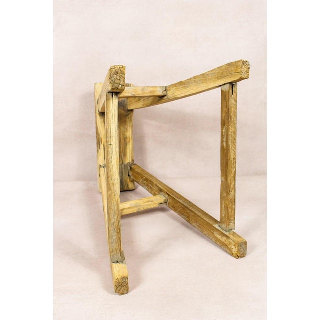 Vintage Rustic Elm Stool For Sale - Image 4 of 5