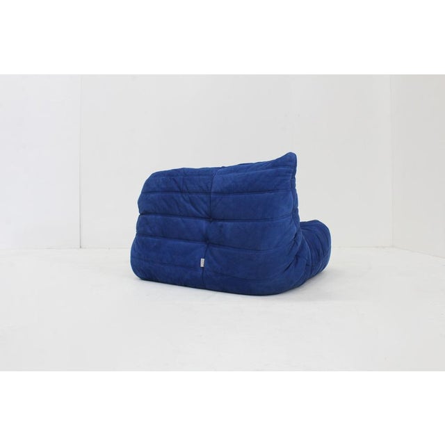 1990s Blue Leather Corner Armchair by Michel Ducaroy for Ligne Roset, 1990s For Sale - Image 5 of 11
