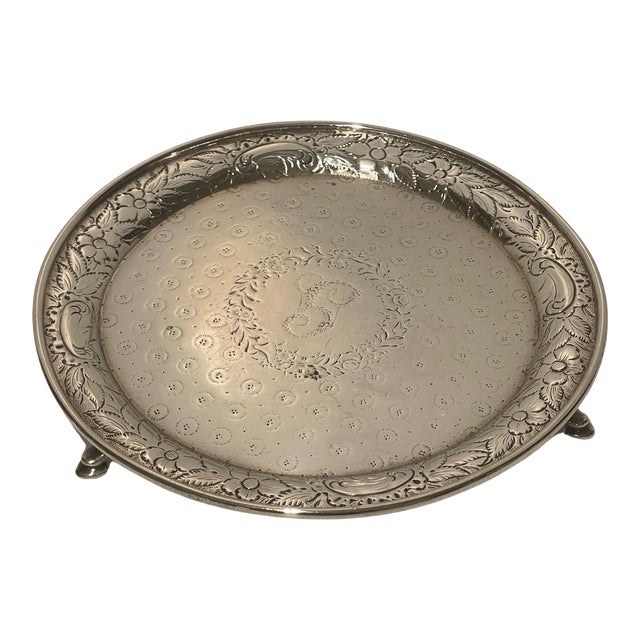 Sterling Silver A. E. Wagner Repousse Salver, 19th Century For Sale