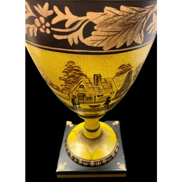 Mid 20th Century Hand Painted Tole Lamp With Shade For Sale - Image 9 of 12