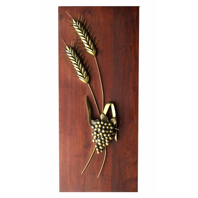 Mid-Century Modern Non Matching Pair Cast Metal Sculptures of Fruits Solid Walnut Mount Board Mint! For Sale - Image 3 of 9