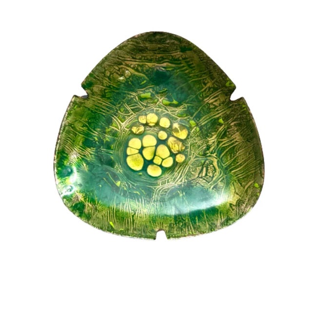 Avocado 1960s Mid-Century Modern Enameled Brass Ashtray For Sale - Image 8 of 8