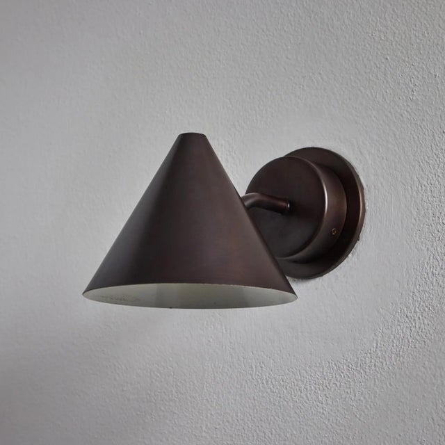 Mid-Century Modern Hans-Agne Jakobsson 'Mini-Tratten' Dark Brown Patinated Outdoor Sconces - a Pair For Sale - Image 3 of 11