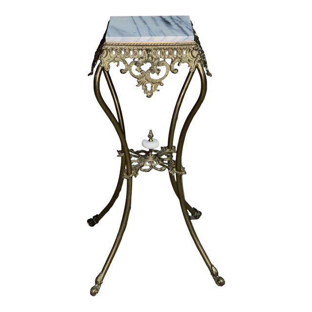 Late 19th Century Victorian Brass and Marble Pedestal For Sale