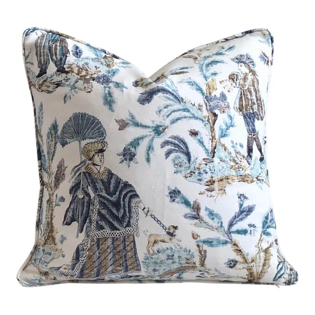 Thibaut Royale Toile in Turquoise and Navy Designer Pillow Cover Chairish