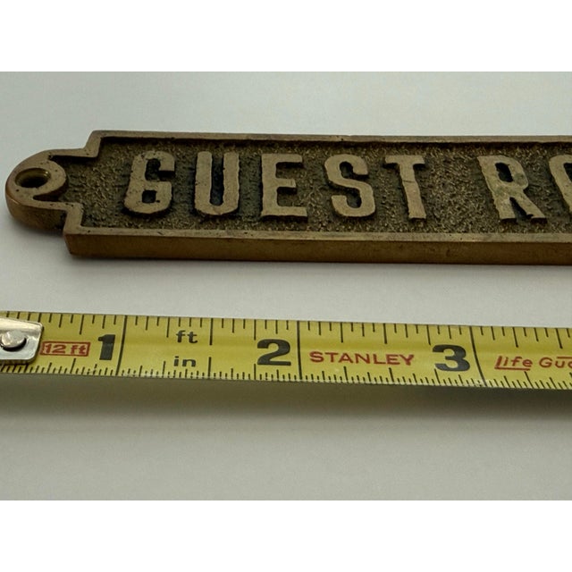 Vintage Solid Brass 'Guest Room Door Sign Plaque For Sale - Image 11 of 12