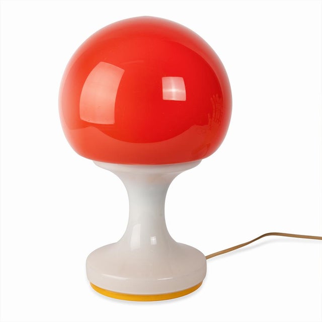 Plastic Red and White Glass Table Lamp For Sale - Image 7 of 7