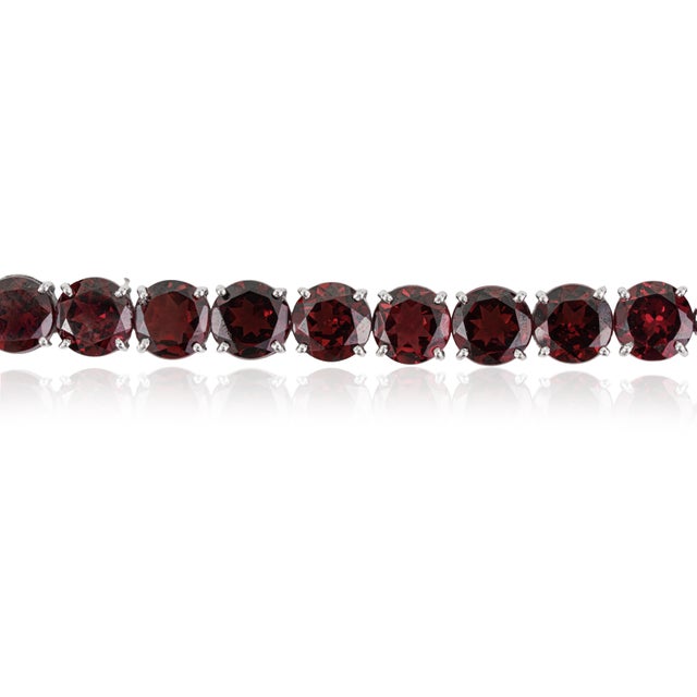 Not Yet Made - Made To Order 925 Sterling Silver Round 52.45 Ct Red Garnet Tennis Bracelet Everyday Luxe Style For Sale - Image 5 of 14