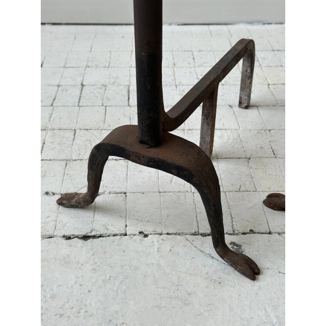 Black Antique Wrought Iron Figural Ram Andirons, a Pair, Circa Early 20th Century For Sale - Image 8 of 18