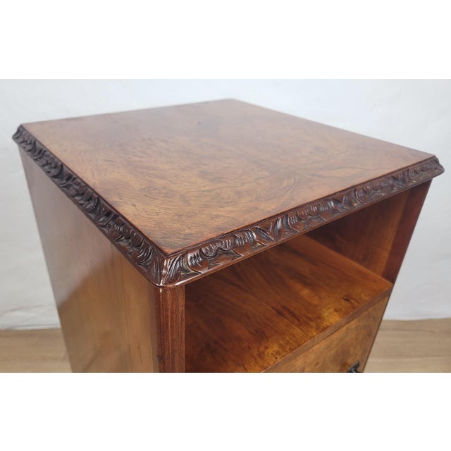 Wood Mid-Century Walnut Bedside Cabinet with Shell Carvings, 1960 For Sale - Image 7 of 18
