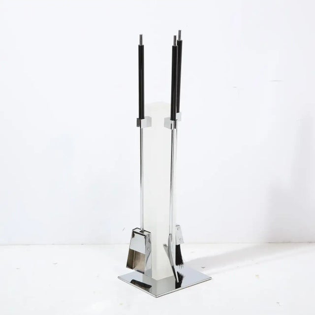 Mid-Century Modern Chrome & Frosted Lucite Fireplace Tool Set by Pace - 4 Pieces For Sale - Image 12 of 13