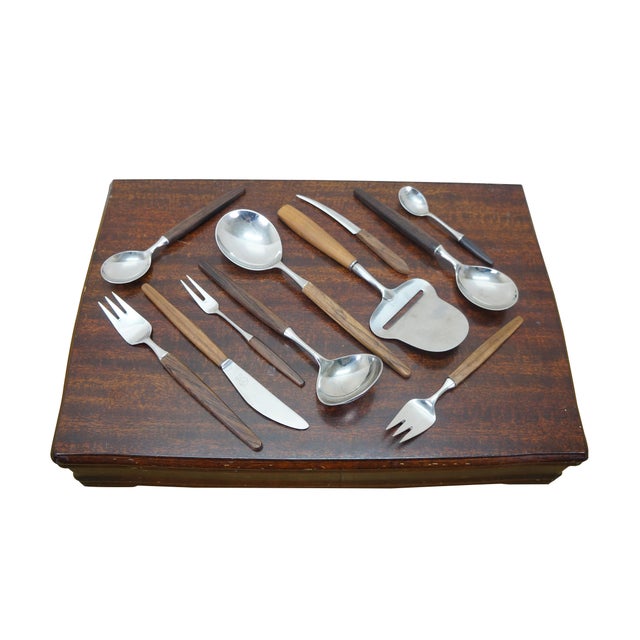 Mid-Century Modern Mid 20th Century 42 Pc Tias Eckhoff Lundtofte Danish Modern Dansk Rosewood Flatware Silverware For Sale - Image 3 of 18