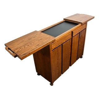 1960s Mid Century Modern Bar Cart Cabinet Conant Ball Expanding Top Storage Rolling For Sale