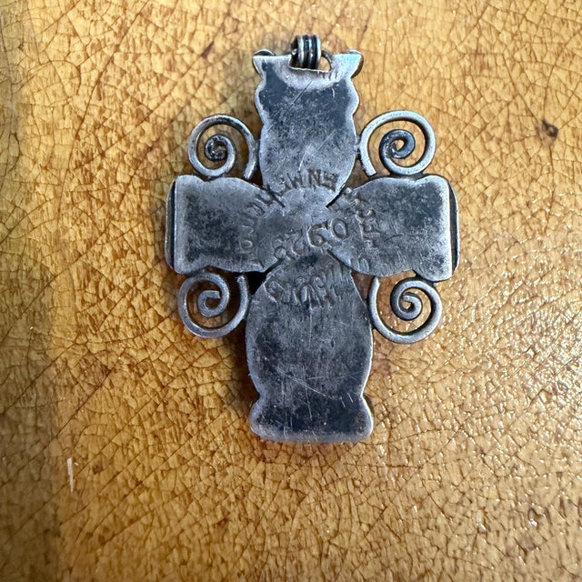 Matilde Poulat Matl Mexican Silver and Turquoise Cross Pendant For Sale - Image 11 of 15