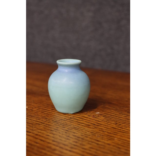 Van Briggle Antique Van Briggle Pottery Vase in Ming Blue Glaze, Early 20th Century For Sale - Image 4 of 8