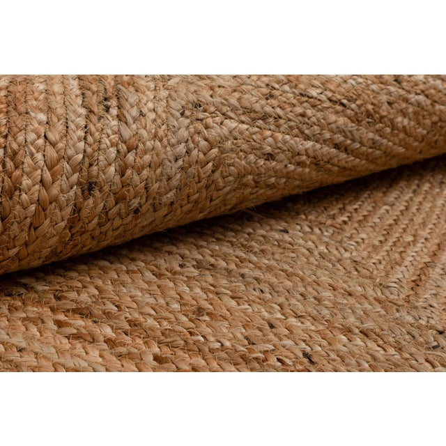 Textile 3x5ft. Navy Single Border Braided Jute Scallop Rug For Sale - Image 7 of 10