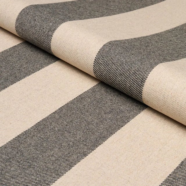 SAMPLE - Schumacher Hemlock Stripe Fabric In Graphite For Sale