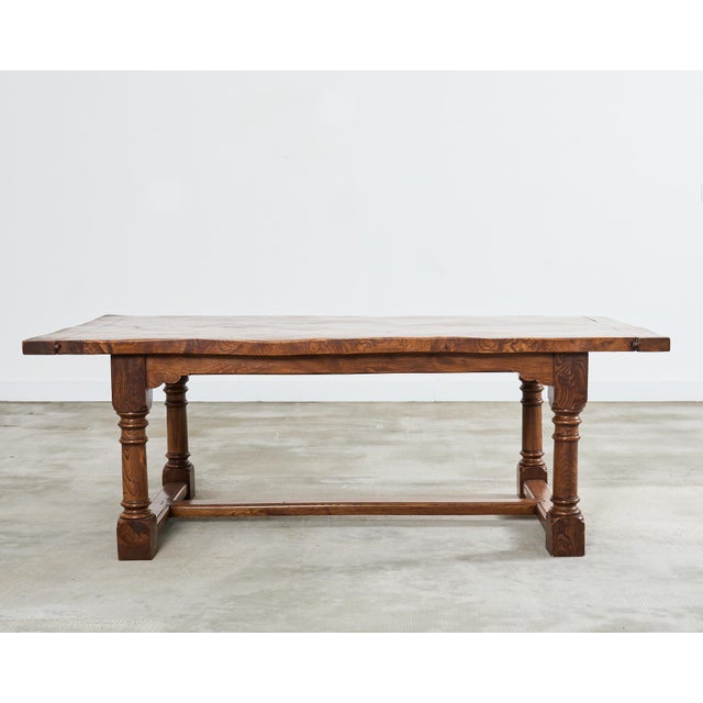 Country French Provincial Hardwood Farmhouse Trestle Dining Table For Sale - Image 12 of 12