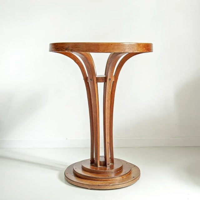 Round Side Table in Wood and Glass, 1920s For Sale - Image 4 of 4