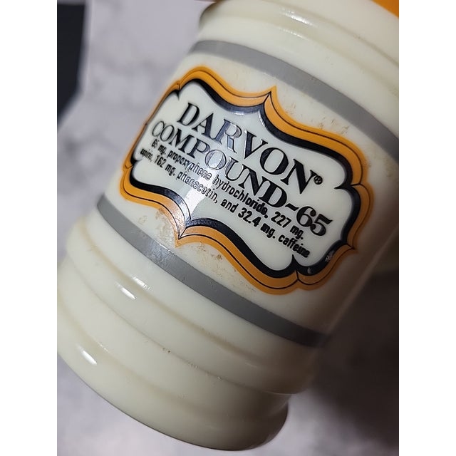 Antique Custard Glass Apothecary Jar Darvon Compound 65 Medicine Poison Pharmacy For Sale In San Francisco - Image 6 of 11