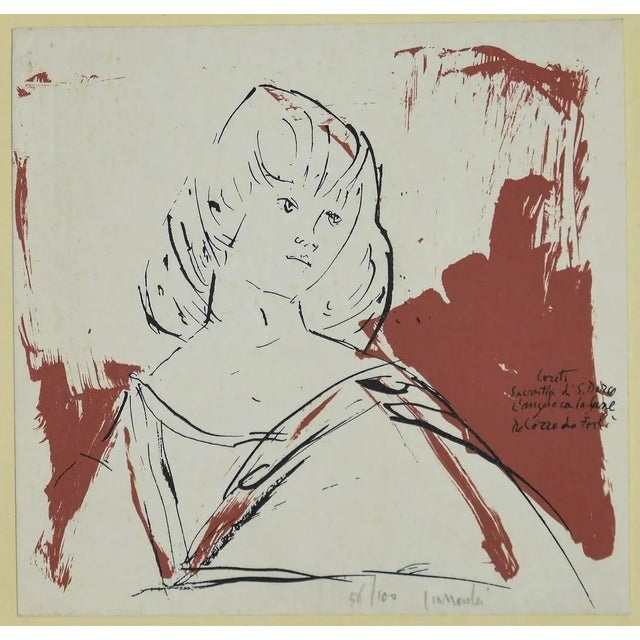 Portrait is a beautiful China ink on lithograph on monogrammed cardboard glued on ivory-colored cardboard, realized by the...